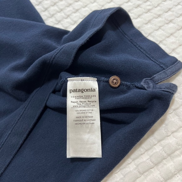 Patagonia Men’s Dark Blue Size L Organic Cotton Short Sleeve Polo T-Shirt - Picture 11 of 12